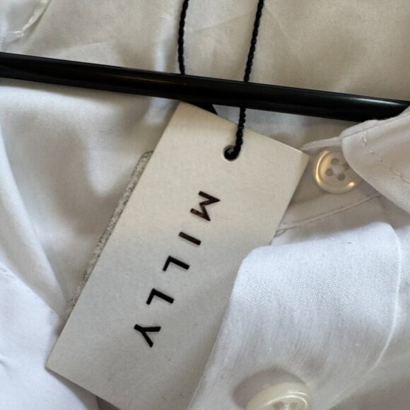 Milly Stretch Poplin Peplum Top in White - Picture 9 of 10